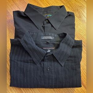 Set of 2 Shirts - Black & Striped Men’s Dress Shirt